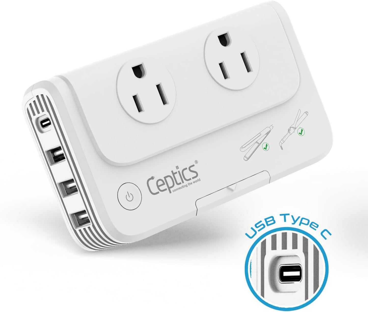 European Travel Voltage Converter, 200W Adapter for Curling Iron, Straightener, Charger, Step down World Power Plug - 4 USB PD 18W Fast Charging - Swadapt Compatible - Type C, E/F, G Included