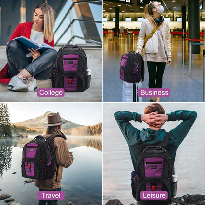 Large Backpack, 50L Travel Backpack for Men Women, 17 in Laptop Backpacks for School, anti Theft TSA Travel Bag with USB Charging Port, Business Computer Bag (Purple)