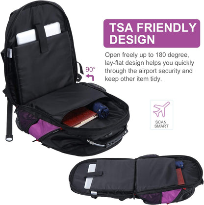 Large Backpack, 50L Travel Backpack for Men Women, 17 in Laptop Backpacks for School, anti Theft TSA Travel Bag with USB Charging Port, Business Computer Bag (Purple)