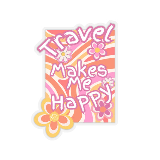 Kiss-Cut Stickers - Travel Makes Me Happy