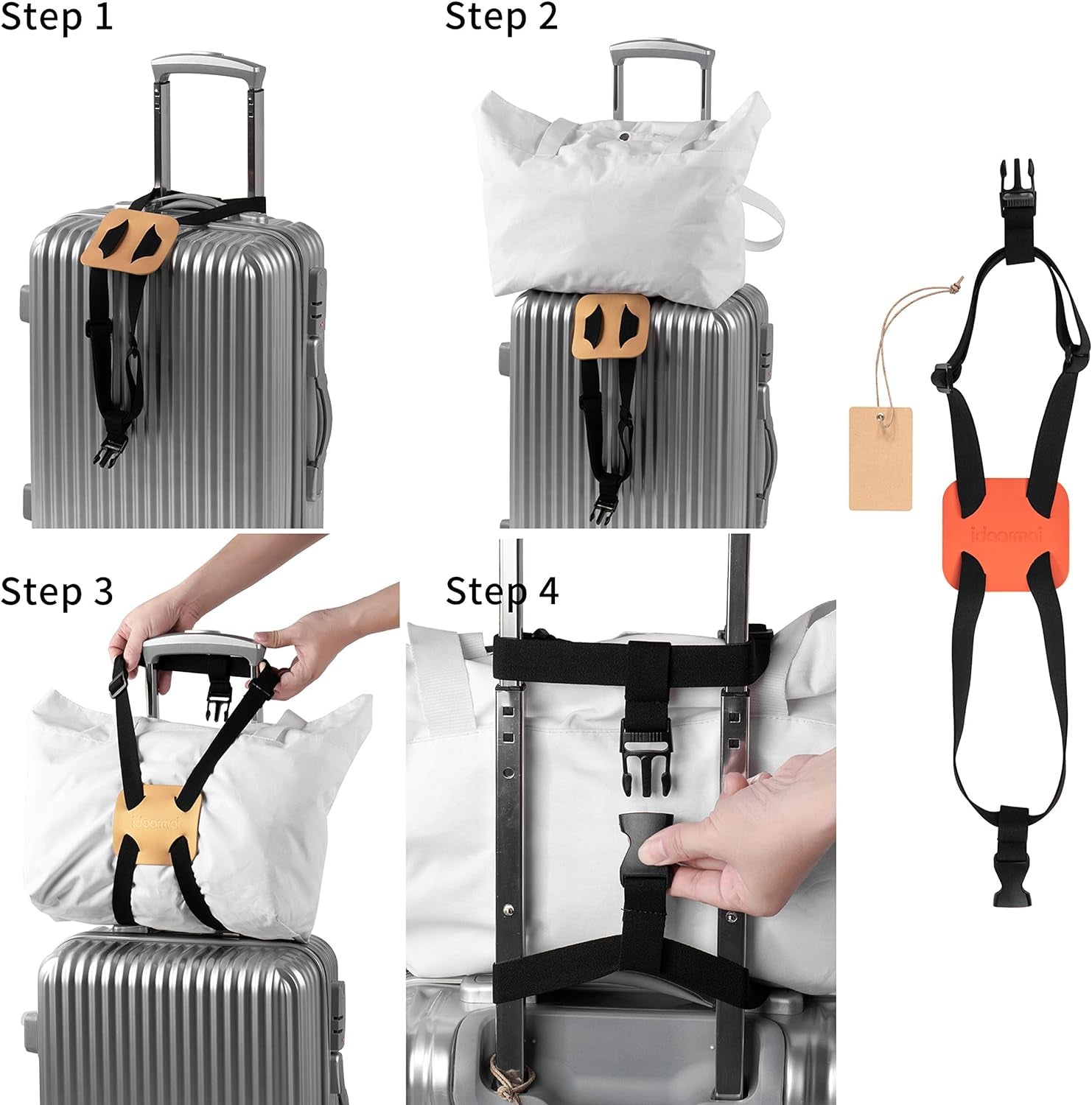 Luggage Straps ， Luggage Add a Bag Strap，Travel Must Haves High Elastic Suitcase Adjustable Belt Bag Bungees with Buckles (Orange)