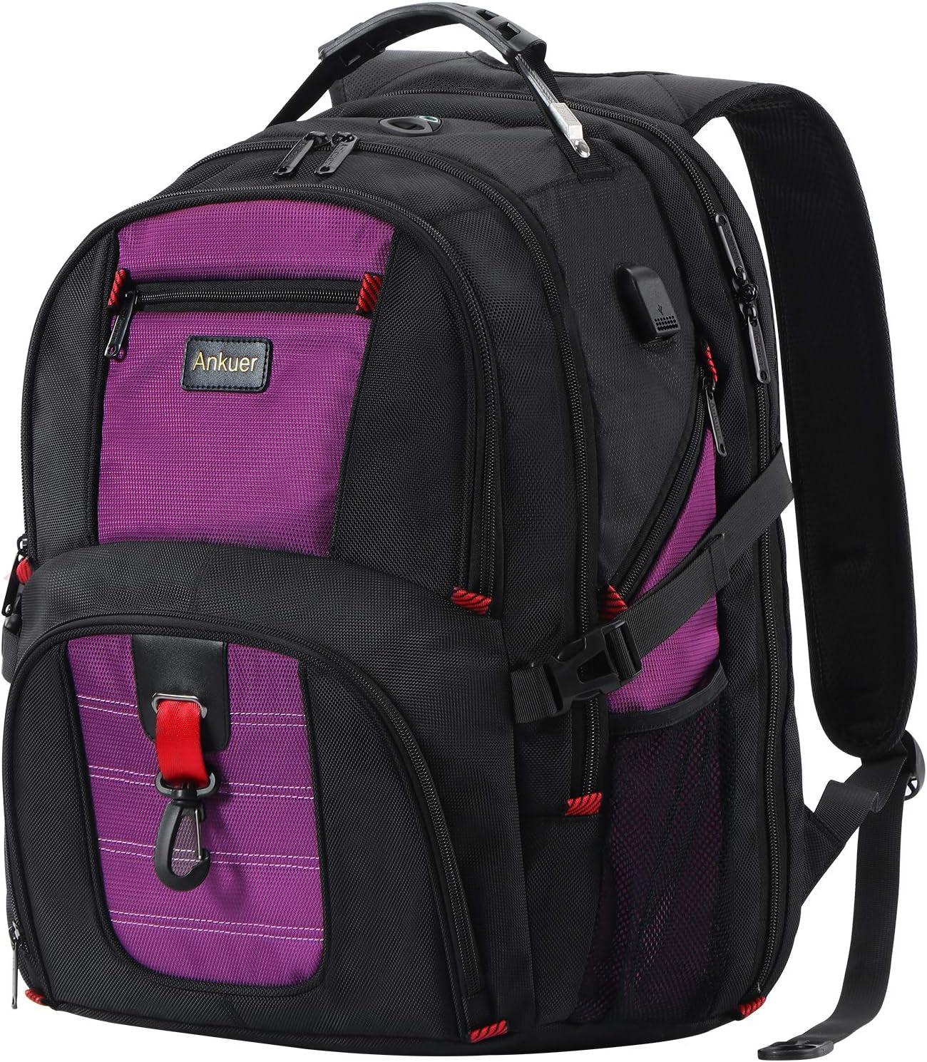 Large Backpack, 50L Travel Backpack for Men Women, 17 in Laptop Backpacks for School, anti Theft TSA Travel Bag with USB Charging Port, Business Computer Bag (Purple)