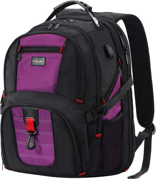 Large Backpack, 50L Travel Backpack for Men Women, 17 in Laptop Backpacks for School, anti Theft TSA Travel Bag with USB Charging Port, Business Computer Bag (Purple)