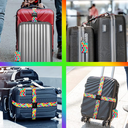 Luggage Straps for Suitcases, Add a Bag Luggage Strap & Luggage Tag Set, Adjustable Luggage Belt Suitcase Strap Travel Bag Accessories